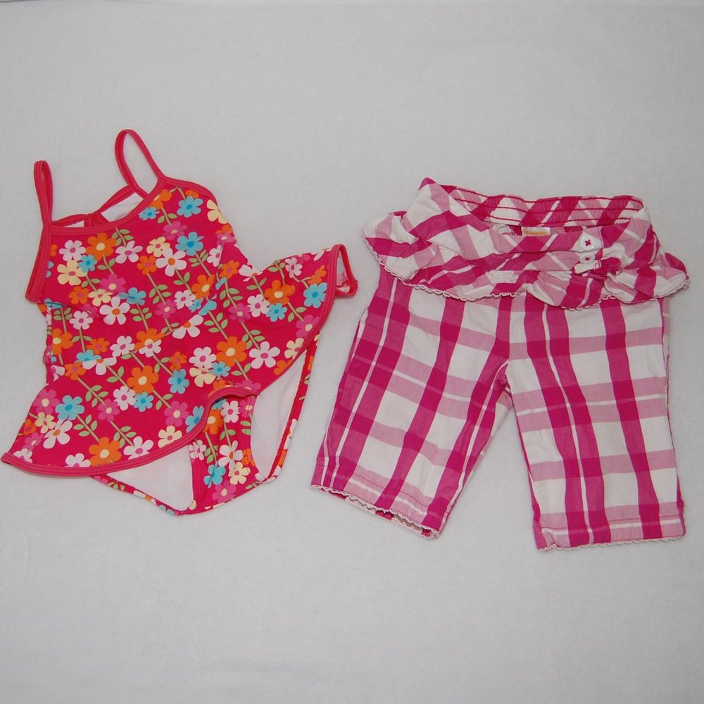 Gymboree Girls 12-18M, Swimsuit & Plaid Pants Bundle